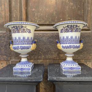 Pair Of Biscuit Porcelain Vases