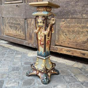 Glazed Earthenware Column, 90cm High