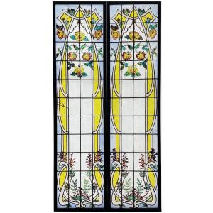 Art Nouveau Stained Glass Windows (h195cm W108cm)