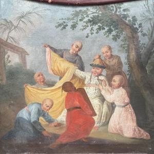 Oil On Canvas With Chinese Motifs (h108cm W128cm)