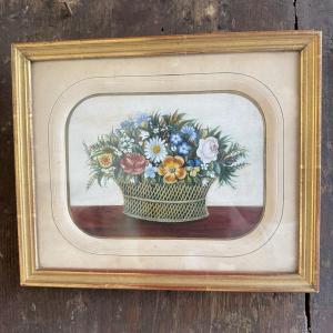 Flower Basket, Gouache On Paper