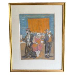 Pastel With 3 Clowns