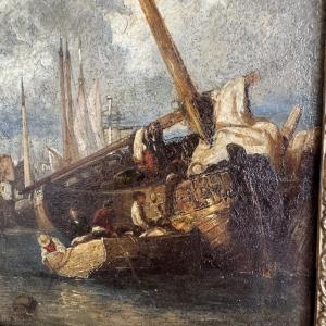 Oil On Copper, Marine Scene In Bordeaux (caudéran)