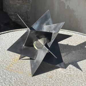 Zinc And Rock Crystal Polyhedron