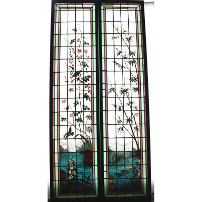 Stained Glass Roses And Bamboos