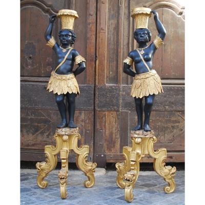 Pair Of Nubians In Golden Wood