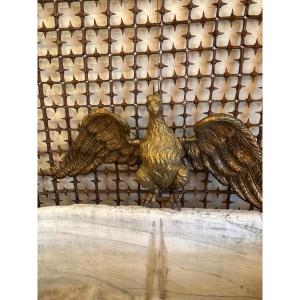 Aigle En Plomb Doré.