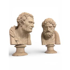 Pair Of Patinated Plaster Busts