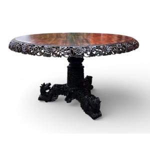 Indian Rosewood Side Table, Indo-english Work, 19th Century