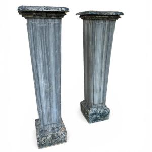 Pair Of Painted Wooden Sheaths