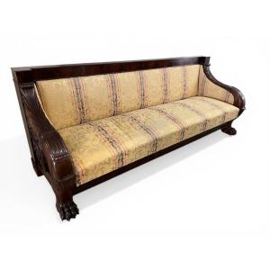 Important Carved Mahogany Sofa, Naples