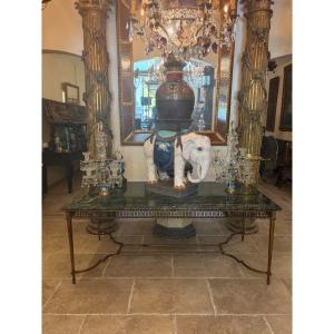 Middle Table In Gilded Iron And Marble From The '40s.
