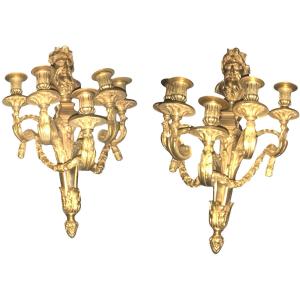 Pair Of Bronze Sconces