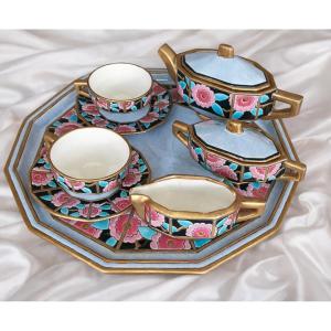 Longwy Enamel Service Art Deco