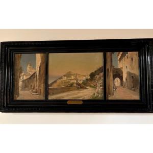Triptych "la Turbie" By Léon Hodebert