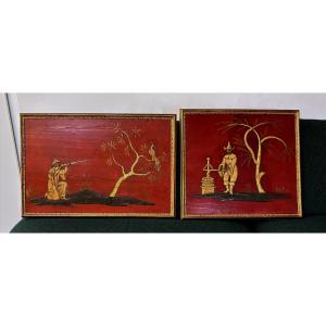 Pair Of Lacquer Panels 