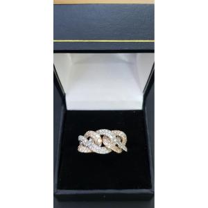 Bague Style Chaîne 2 ors Pavée De Diamants