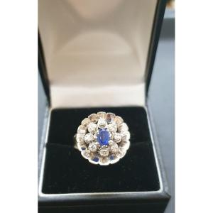 Bague Saphir Entourage Diamants