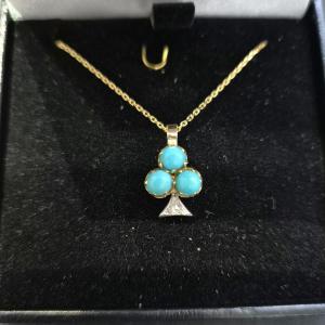 Turquoise Diamond Clover Pendant