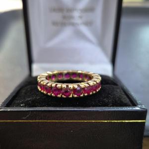 Yellow Gold Wedding Band Whith Rubies