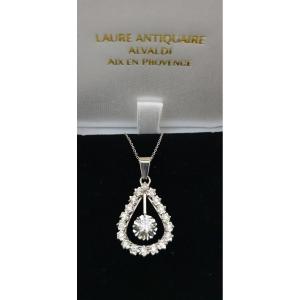 Pendant In 750 Thousandths (18k) White Gold And Diamonds, 1950s Period.