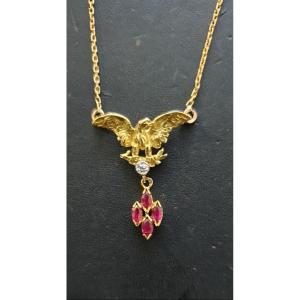 Ruby Diamond Yellow Gold Pendant