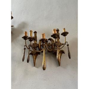 4 Wooden Wall Lights 