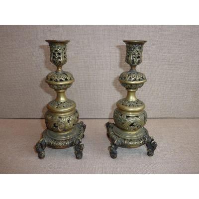 Pair Of Quadripod Candlesticks