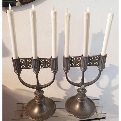 Ferdinand Boberg - A.b Gamla Santessonska Tenngjuteriet, 1907. Swedish Art Nouveau Candelabra, Circa 1900