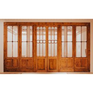 Set Of Three Nineteenth Century Window Doors Adapted In Decoration