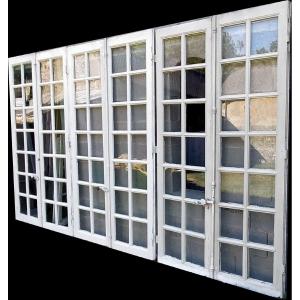 Three Old 18th Century Oak Windows Height 240 Cm Showcase Library Window Door Woodwork