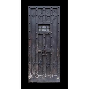 Old Entrance Door In Oak And Its Ironwork