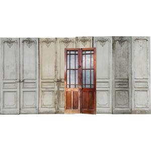 Antique Double Glazed Door With Antique Glass XIXth Century