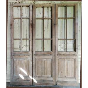Three Old Glass Doors In Oak Glass Partition Partition