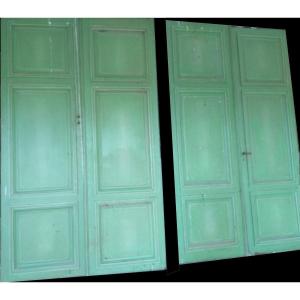 Two Old Double Cupboard Doors Late 19th Century