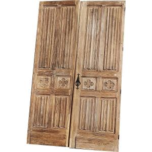 Antique Double Door, 19th Century, Gothic Napkin Folds, Woodwork