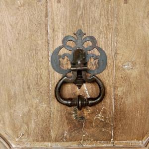 Large Antique Door Knocker From The 18th Century And Its Anvil
