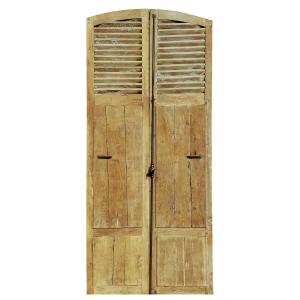 Pair Of 19th Century Oak Shutters With Old Doors