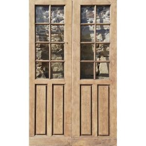 Double Glazed Door, Old Replica From The 18th Century In Oak