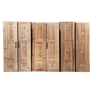 6 Antique 3-panel Larch Doors For Communication Or Cupboard