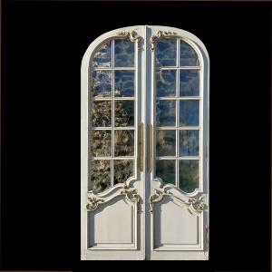 Two Pairs Of Antique Arched Decorative Glass Doors