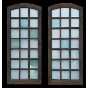Pair Of Old 17th Century Oak Window Door Showcase Library Doors Woodwork