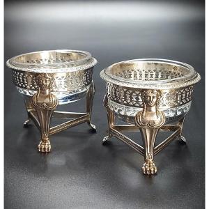 Salt Pots (pair Of) Silver Period 1st Empire