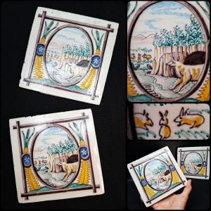 Ceramic Tiles: The Wolf And The Three Rabbits