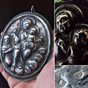 Holy Family On Silver Plate Period Late 18th Century