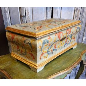 Polychrome Wooden Box 18th Century Period