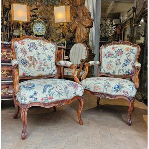 Pair Of Large Louis XV Period Armchairs