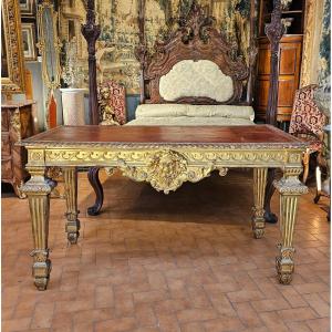 Middle Table In Golden Wood From The 19th Century