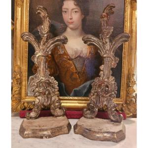 Pair Of Louis XIV Period Silver-plated Wooden Stands