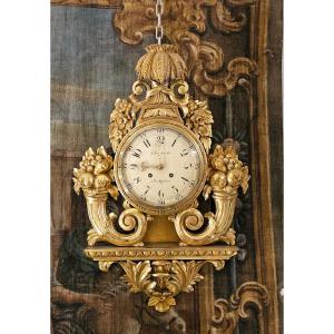 19th Century Gilded Wood Wall Clock